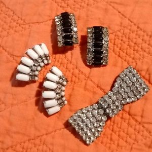 Vintage MCM Rhinestone Earrings and Brooch